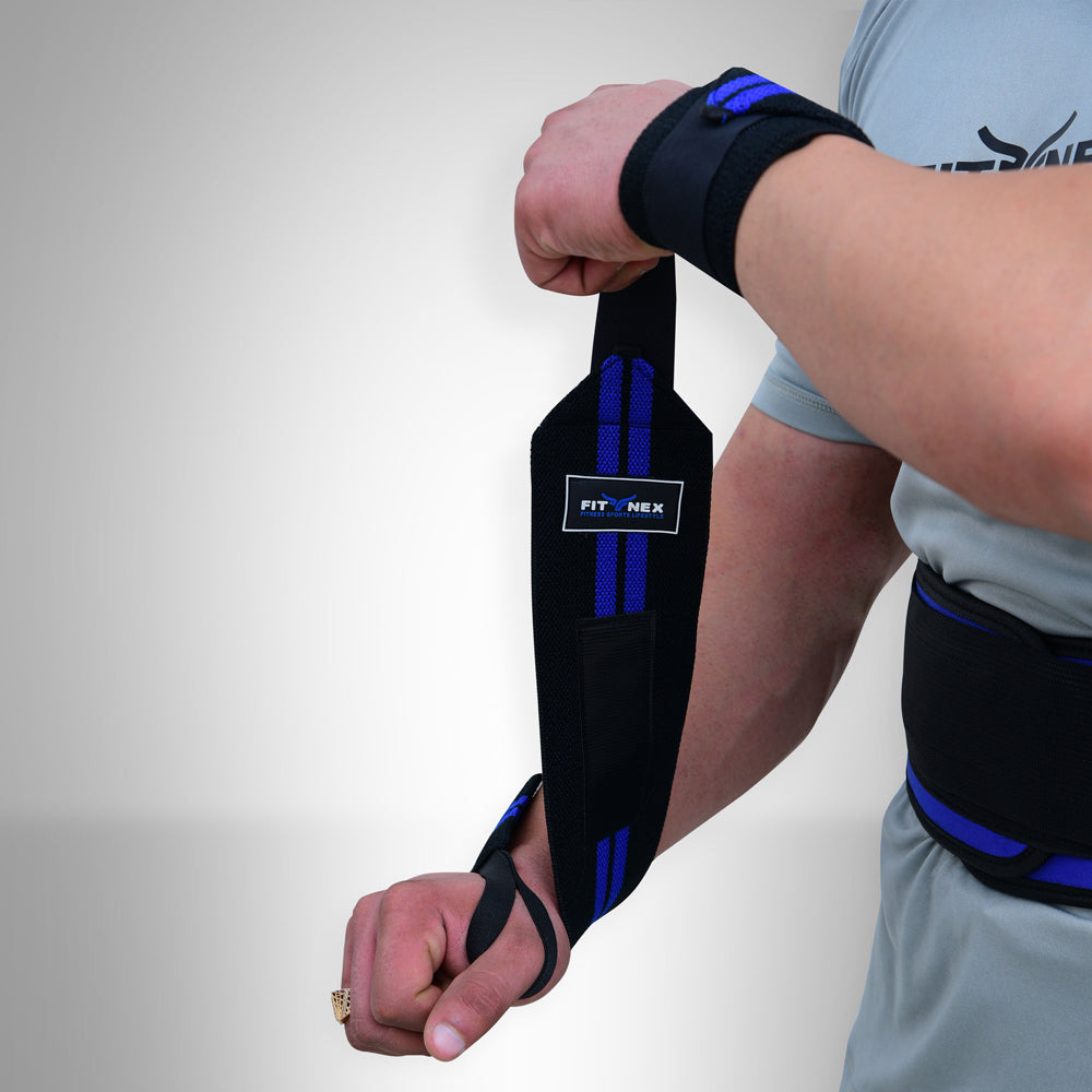 Durable Wrist Wraps for Support and Stability Black/Blue