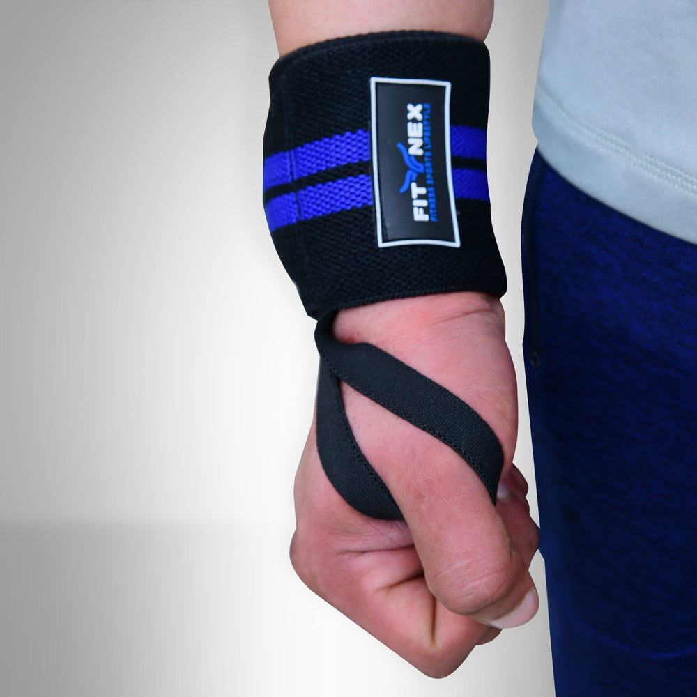 Durable Wrist Wraps for Support and Stability Black/Blue
