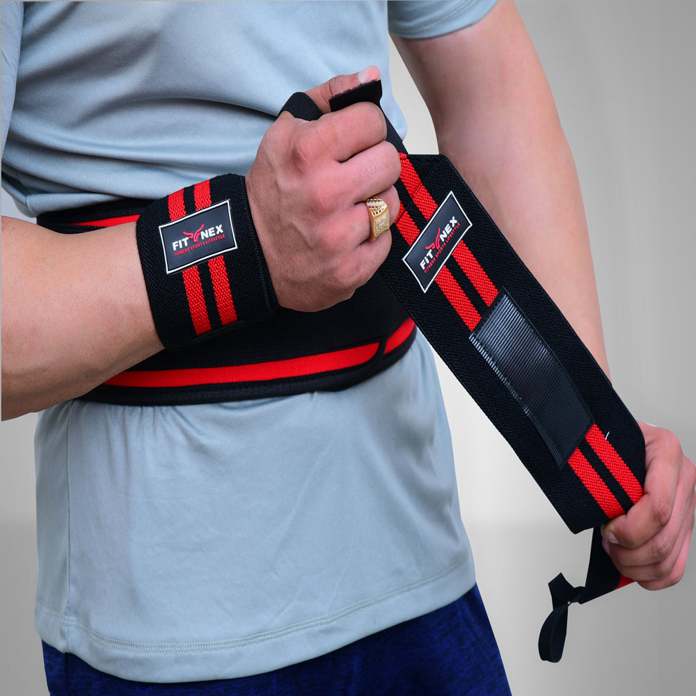 Durable Wrist Wraps for Support and Stability Black/Red