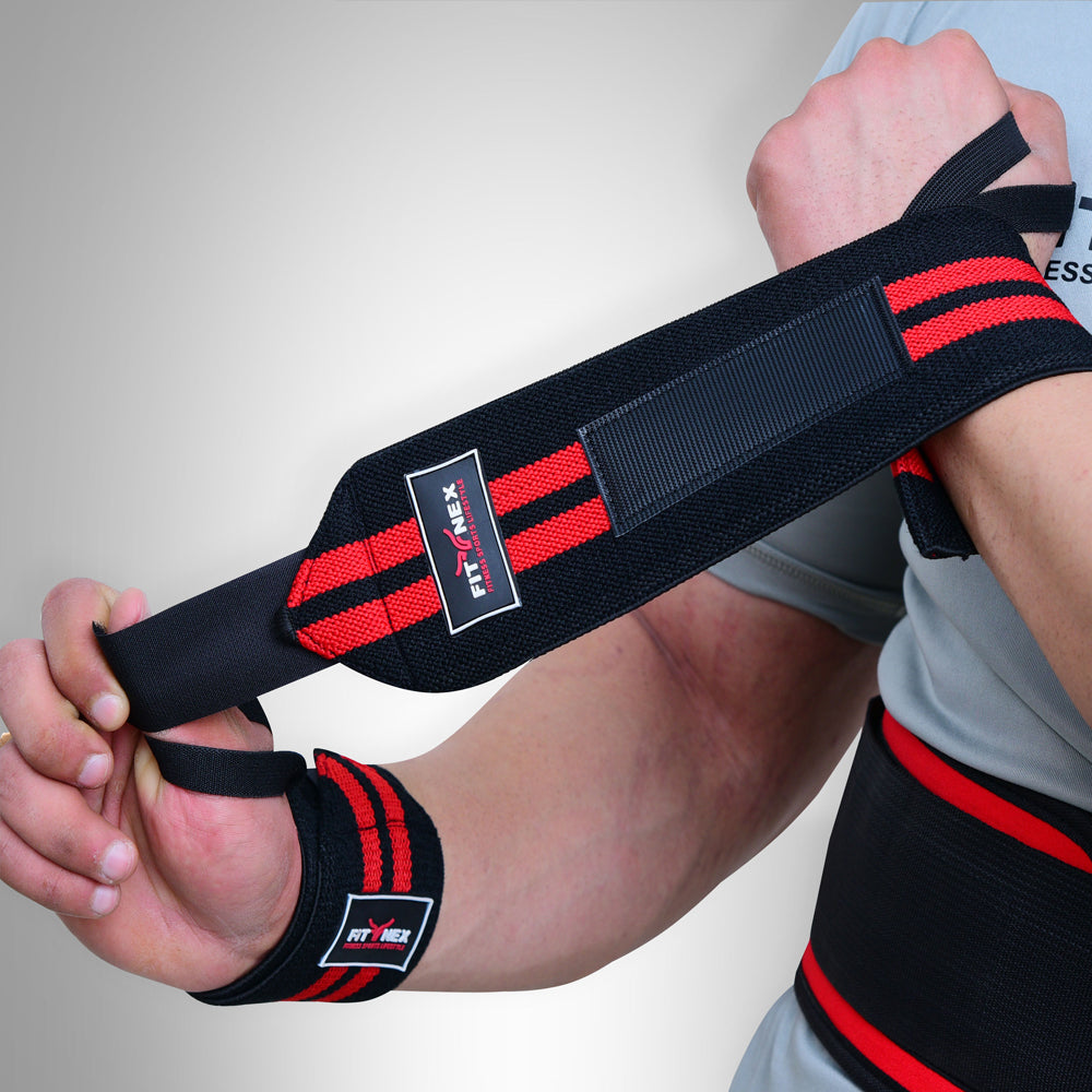 Durable Wrist Wraps for Support and Stability Black/Red